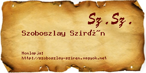 Szoboszlay Szirén névjegykártya